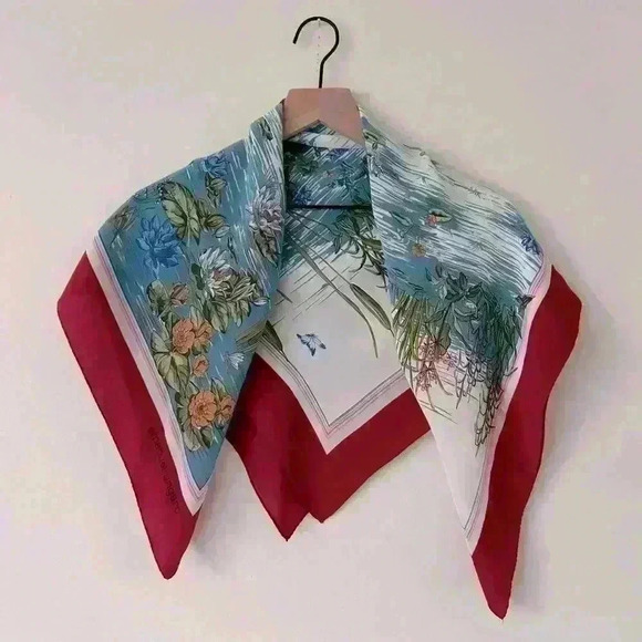 Vintage Emanuel Ungaro Silk Scarf Pond Scene - Picture 4 of 9